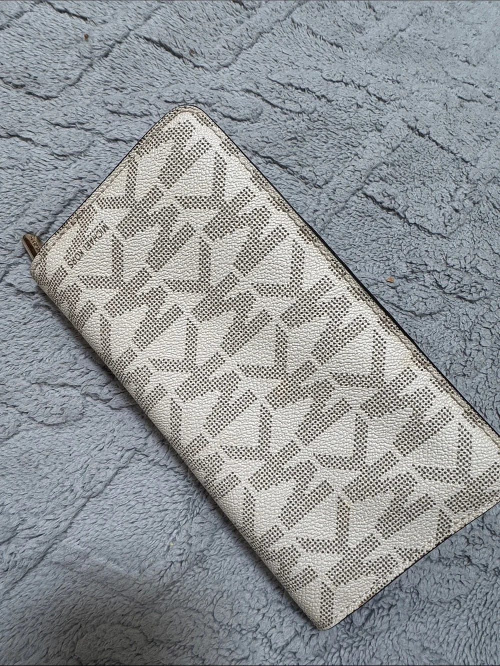 Michael Kors Beige and Brown Signature Zip Wallet